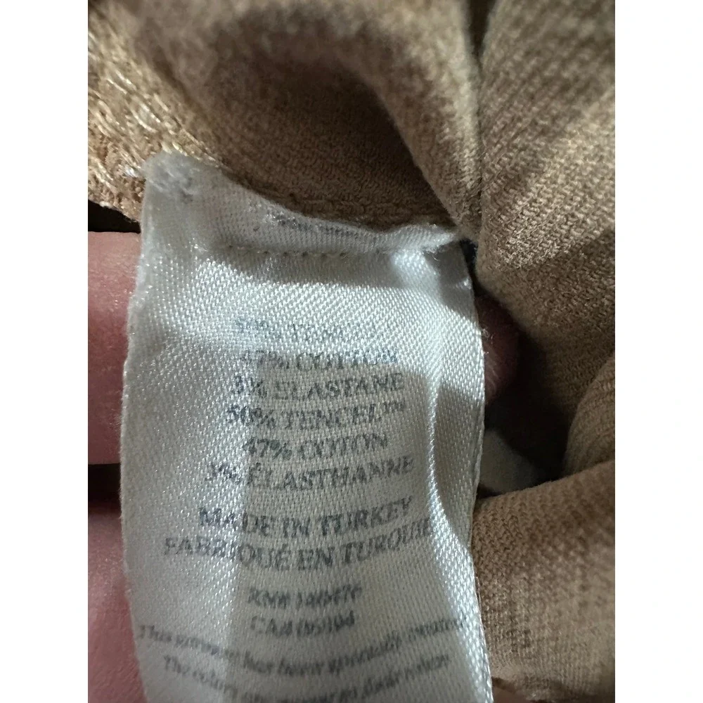 Faherty Arlie Day Pants Womens Medium Tan Khaki Jogger Tapered Stretch Tencel